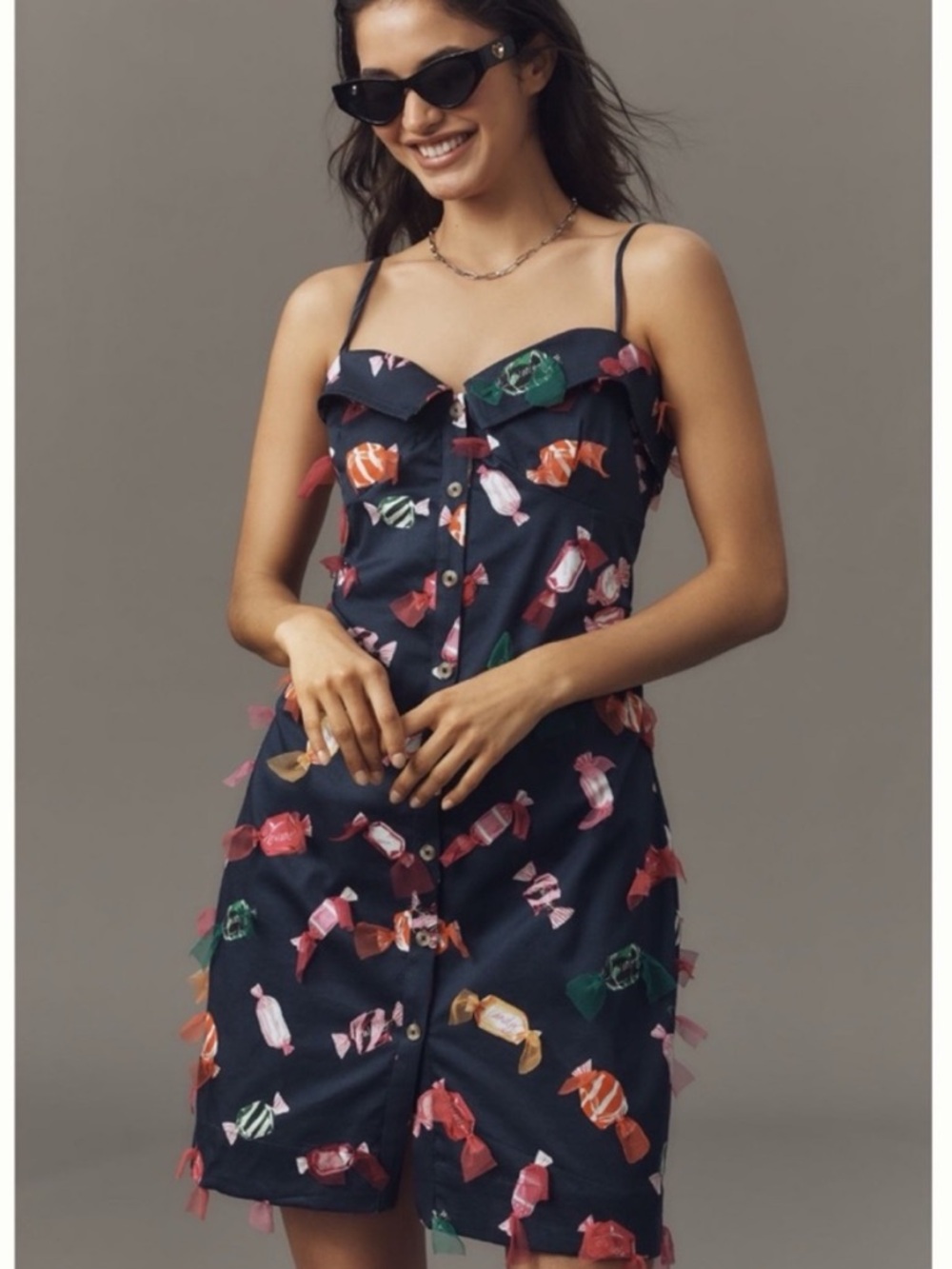 NWT Anthropologie Maeve Printed Buttondown Mini 3D Candies Vacay Party Dress - Picture 8 of 12